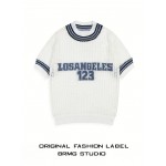 Spring/Summer Unisex Minimalist College Style Letter and Number Casual Pullover Short-Sleeve Sweater Top