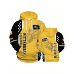 Men's Pittsburgh Logo Hoodie - Team Colors & Number 33 Print Pullover Sweatshirt, Iconic Football Jersey Design for Fans, Casual Game Day Wear & Everyday Apparel (Officially Inspired), PLUS SIZE