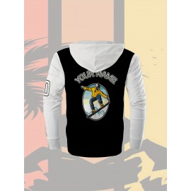 Men's Plus-Size Custom Full-Zip Sweatshirt - Personalized Logo & Text Printing, Size Hoodie for Branding/Gym/Outdoor Wear, Machine Washable Casual Sportswear (Regular Fit) - Orders Welcome Suitable for Gym,, Daily Wear, PLUS SIZE
